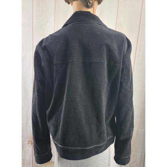 NWT Nienhaus & Lotz Women 14 Blk Fully lined Corduroy Jacket Faux Leather Trim - Picture 5 of 10